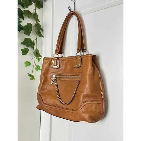 MICHAEL KORS CARAMEL TAN LEATHER SATCHEL HANDBAG. - Picture 2 of 12